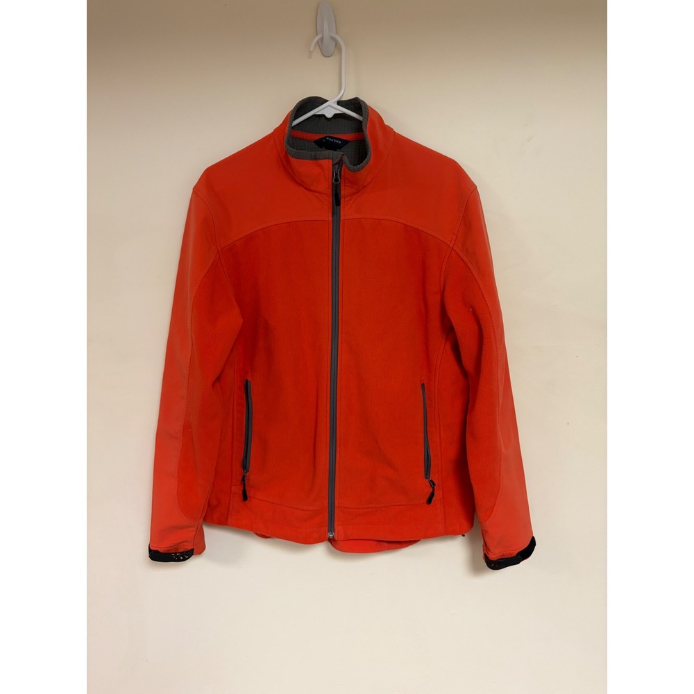 Lands End Men's/Women Orange Full Zip Fleece Softshell Jacket Size M 38-40
